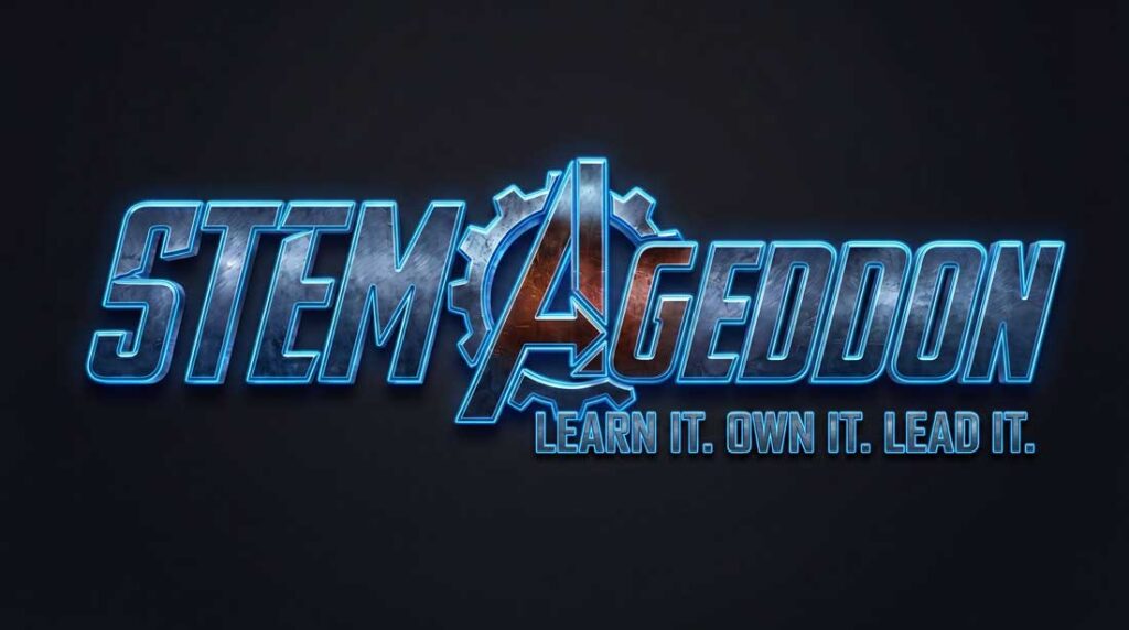 Designing a logo for a STEM AI learning program 3 STEMaGeddon logo BLUE PROOF WEB