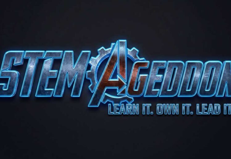 Designing a logo for a STEM AI learning program 1 STEMaGeddon logo BLUE PROOF WEB